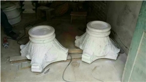Guangxi White Marble Column Top Column Base,China Carrara White Marble Roman Column Cap,Ionic Column Doric Columns Tops