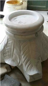 Guangxi White Marble Column Top Column Base,China Carrara White Marble Roman Column Cap,Ionic Column Doric Columns Tops