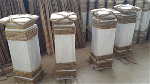 Guangxi White Marble Gate Columns,China Carrara White Marble Gate Pillars,China White Marble Gate Post