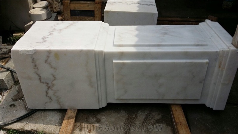 Guangxi White Marble Gate Columns,China Carrara White Marble Gate Pillars,China White Marble Gate Post