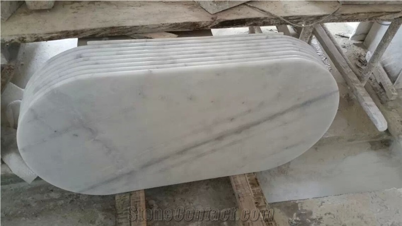 Guangxi White Marble Oval Table Tops,China Carrara White Marble Table Tops,Polished Guangxi White Marble Work Tops