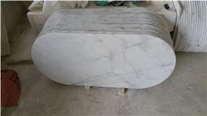 Guangxi White Marble Oval Table Tops,China Carrara White Marble Table Tops,Polished Guangxi White Marble Work Tops
