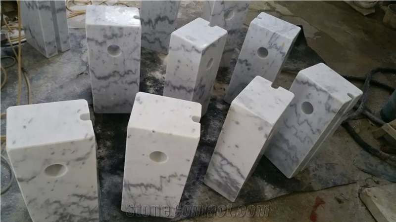 Guangxi White Marble Parking Stone,China Carrara White Marble Parking Curbs,White Marble Parking Barriers,China White Marble Car Parking Stone