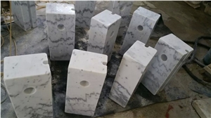 Guangxi White Marble Parking Stone,China Carrara White Marble Parking Curbs,White Marble Parking Barriers,China White Marble Car Parking Stone