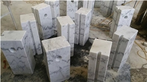 Guangxi White Marble Parking Stone,China Carrara White Marble Parking Curbs,White Marble Parking Barriers,China White Marble Car Parking Stone
