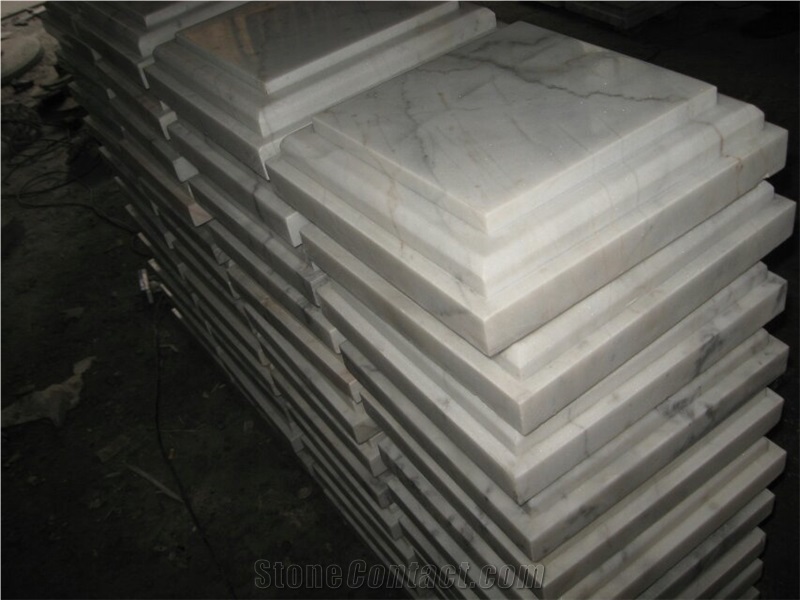 Guangxi White Marble Pillar Caps,China Carrara White Marble Wall Coping,China White Marble Pier Caps Finials Capitals