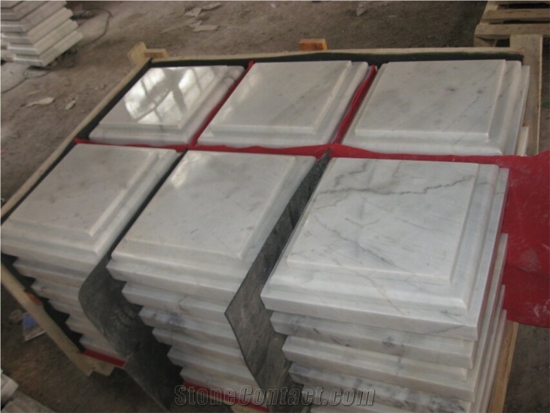 Guangxi White Marble Pillar Caps,China Carrara White Marble Wall Coping,China White Marble Pier Caps Finials Capitals