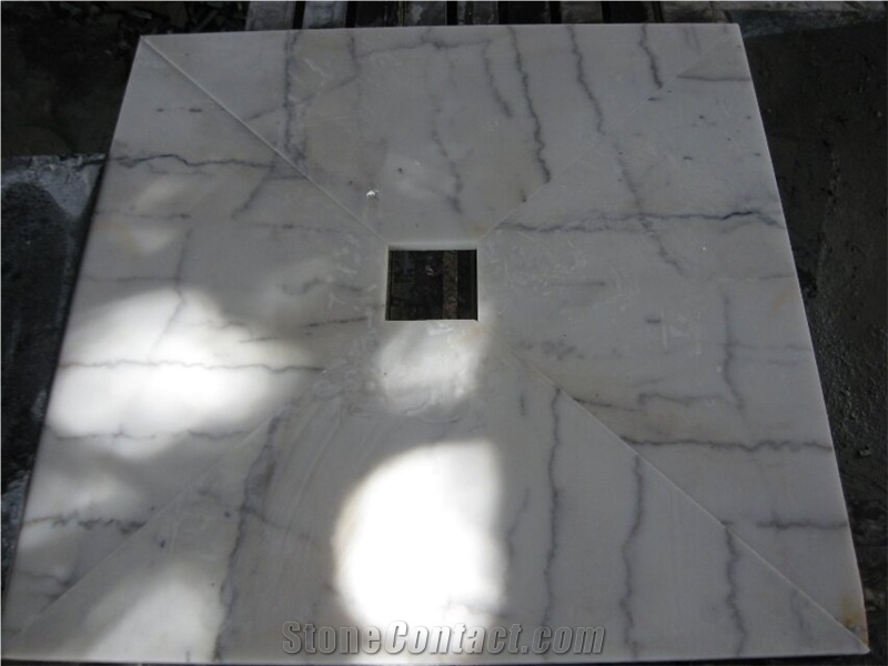 Guangxi white marble shower trays,Chinese Carrara white marble shower bases,non-slip white marble shower trays