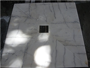 Guangxi white marble shower trays,Chinese Carrara white marble shower bases,non-slip white marble shower trays