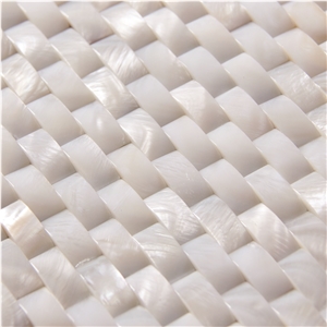 Natural Sea Shell 3d Cladding,Freshwater Sea Shell Decorating Wall Mosaic Panel,Basket Weave Shaped Sea Shell Mosaic Pattern Wall Cladding for Interior Decor