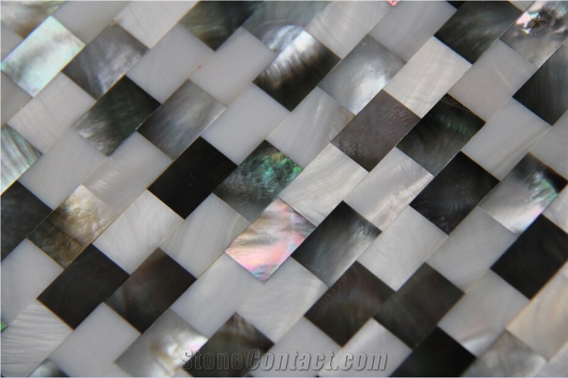 Natural Sea Shell Cladding,Freshwater Sea Shell and Black Butterfly Sea Shell Decorative Wall Mosaic Panel,Square Shaped Sea Shell Mosaic Pattern Wall Cladding for Interior Decor