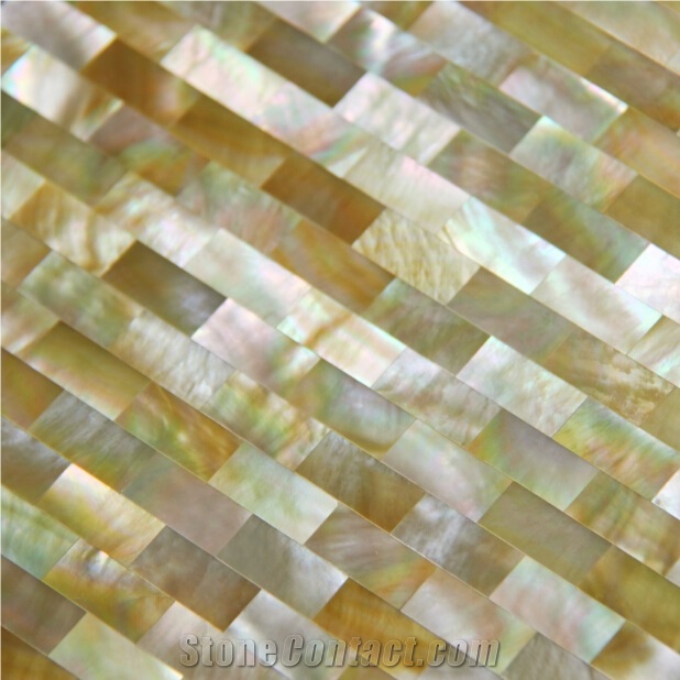 Natural Sea Shell Cladding,Yellow Butterfly Sea Shell Decorating Wall Mosaic Panel,Strip Shaped Sea Shell Mosaic for Interior Wall Decor