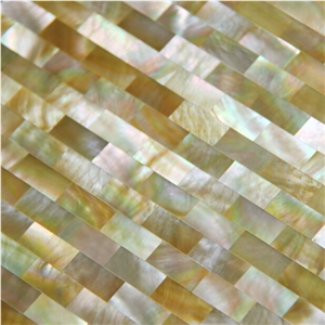 Natural Sea Shell Cladding,Yellow Butterfly Sea Shell Decorating Wall Mosaic Panel,Strip Shaped Sea Shell Mosaic for Interior Wall Decor