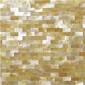 Natural Sea Shell Cladding,Yellow Butterfly Sea Shell Decorating Wall Mosaic Panel,Strip Shaped Sea Shell Mosaic for Interior Wall Decor