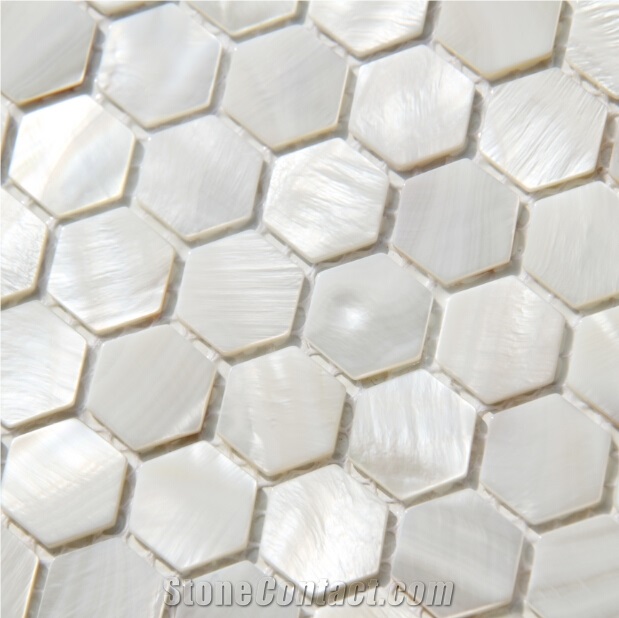 Natural Sea Shell Mosaic,Freshwater Sea Shell Wall Mosaic Panel,Hexagon Shaped Sea Shell Mosaic Pattern for Interior Wall Decoration