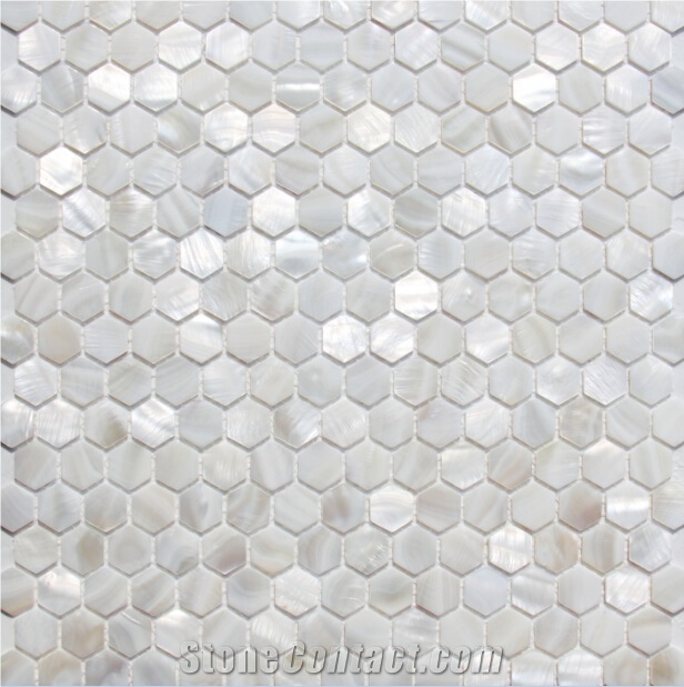 Natural Sea Shell Mosaic,Freshwater Sea Shell Wall Mosaic Panel,Hexagon Shaped Sea Shell Mosaic Pattern for Interior Wall Decoration