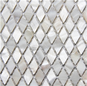 Natural Sea Shell Mosaic,Freshwater Sea Shell Wall Mosaic Panel,Rhombus Shaped Sea Shell Mosaic Pattern for Interior Wall Decoration