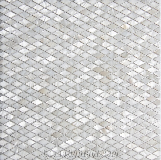 Natural Sea Shell Mosaic,Freshwater Sea Shell Wall Mosaic Panel,Rhombus Shaped Sea Shell Mosaic Pattern for Interior Wall Decoration