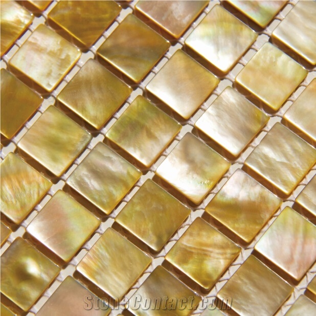 Natural Sea Shell Mosaic,Yellow Butterfly Sea Shell Decorative Wall Mosaic Panel,Square Shaped Sea Shell Mosaic for Interior Wall Decoration