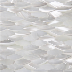 Natural Sea Shell Wall Mosaic,Trochus Sea Shell Mosaic Pattern,Rhombus Shaped Sea Shell Wall Decor for Interior Decoration