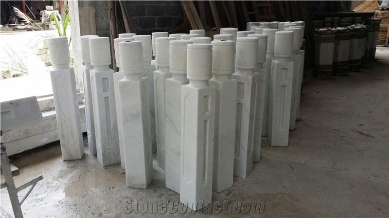 Stone Bridges,Guangxi White Marble Pillars,China Carrara White Marble Palisade,White Marble Garden Boulders for Garden Decor