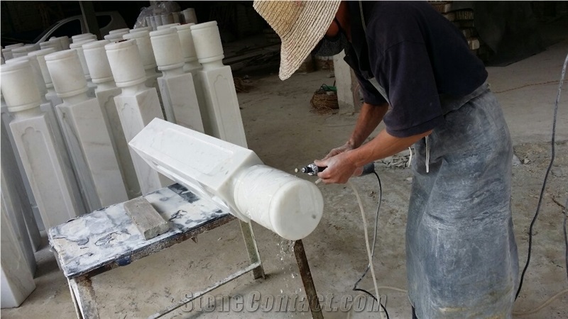 Stone Bridges,Guangxi White Marble Pillars,China Carrara White Marble Palisade,White Marble Garden Boulders for Garden Decor