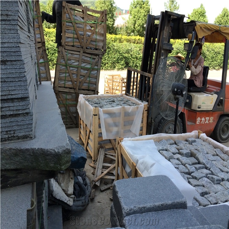 Tumbled Flamed G654 Granite Paving Stone,G654 Granite Patio Pavers,Dark Grey Granite Patio Flooring