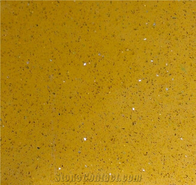 Galaxy Yellow Quartz Stone Tiles & Slabs, Floor Tiles, Wall Tiles, Yellow Engineered Stone, Terrazzo
