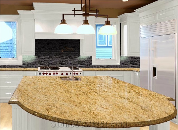 Kashmir Gold Granite Countertops, yellow granite kitchen bar tops