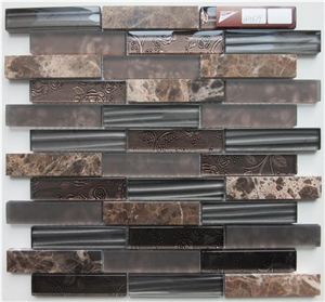 Marble Mixed Glass Linear Mosaics