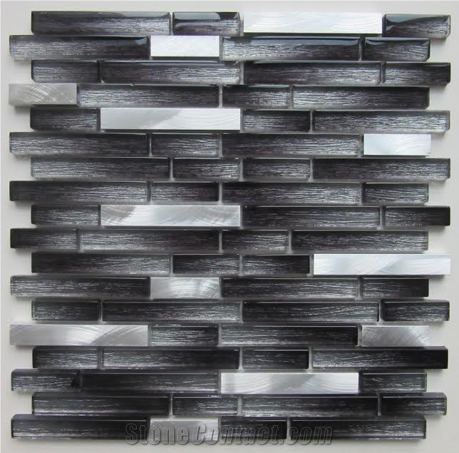 Marble Mixed Glass Linear Mosaics