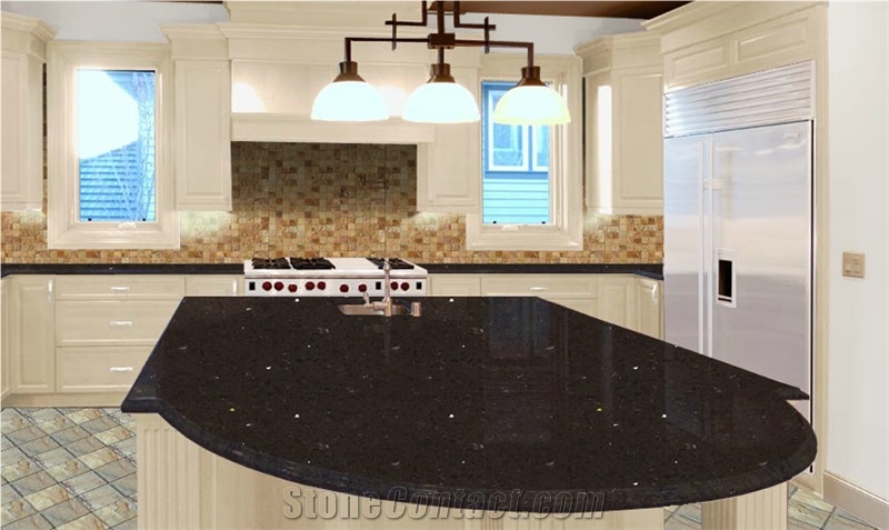Marrone Quartz Countertops, Black Quartz Stone Kitchen Countertops, Island Tops