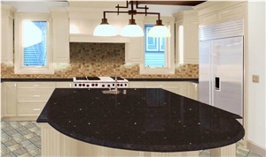 Marrone Quartz Countertops, Black Quartz Stone Kitchen Countertops, Island Tops