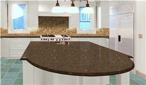 Mocca Quartz Countertops, Brown Quartz Stone Kitchen Countertops, Island Tops