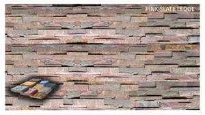Multi Pink Slate Ledge, Pink Slate Cultured Stone, Wall Cladding, Stacked Stone Veneer India