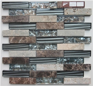Stone Mix Glass Mosaics Backsplash Wall Tiles