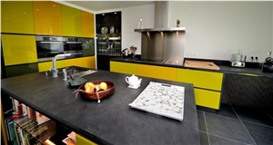 Brazilian Black Slate Kitchen Countertops and Floors, Preta Ardosia Floor Tiles, Floor Covering Tiles