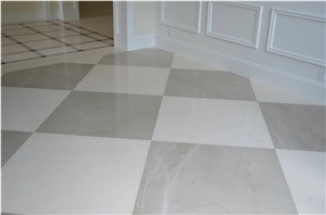 Bianco Pearl Polished Limestone and Umbra Polished Marble Are Combined Floor
