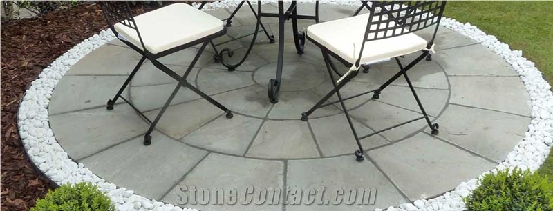 Budhpura Grey Sandstone Patio Circle, Grey Sandstone Cube Stone & Pavers