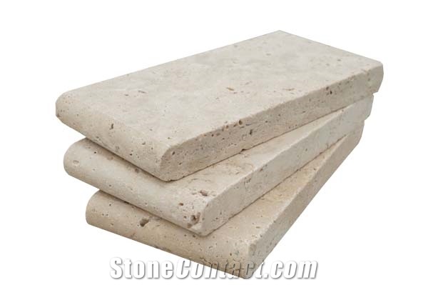 Afyon Beige Travertine Pool Coping, Pool Deck Drain