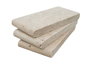 Afyon Beige Travertine Pool Coping, Pool Deck Drain