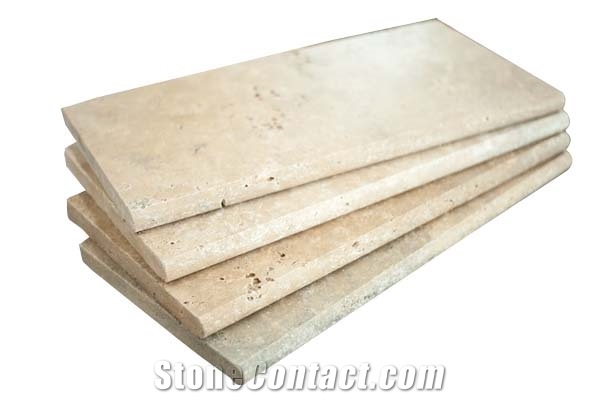 Afyon Beige Travertine Pool Coping, Pool Deck Drain