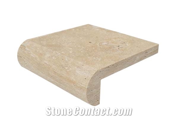 Afyon Beige Travertine Pool Coping, Pool Deck Drain