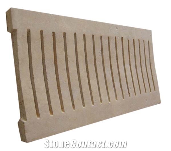 Afyon Beige Travertine Pool Coping, Pool Deck Drain