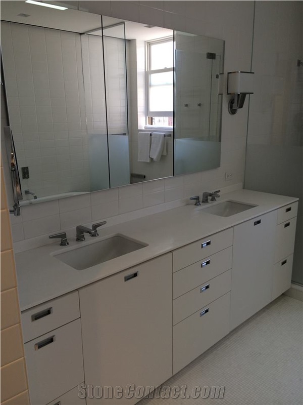 Vanity Top in 3/4" Honed Thassos Marble with Matching Bench