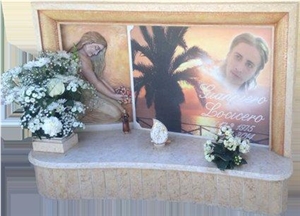 Cemetery Tombstones in Marble, Granite or Any Surface with Stone Decorations Also Live with 3d Effect