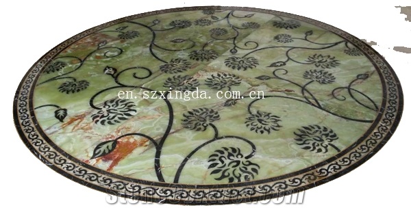 Waterjet Medallions Pattern Honed Green Onyx Slab 2cm