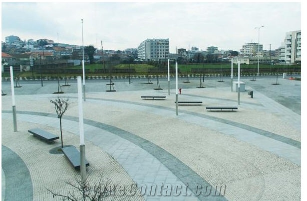 Moleanos White Limestone Cube Stone Pavement, Pavers