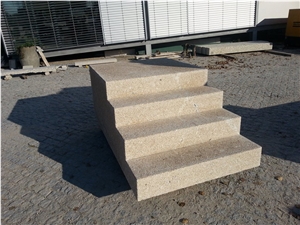 Amarelo Mondim Granite Block Deck Stair, Yellow Granite Stairs & Steps