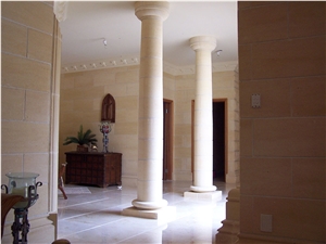 Gambier Limestone Tapered Round Column, Beige Limestone Columns